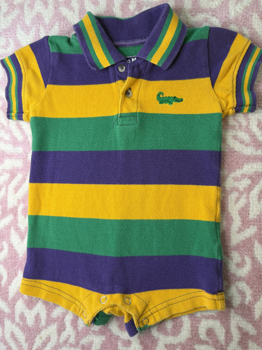 6M Me Me Mardi Gras Polo Romper