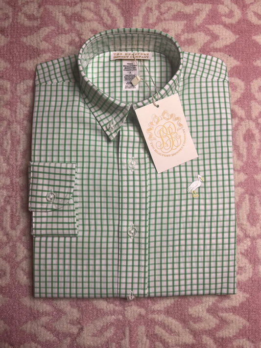 10 TBBC Dean’s List Dress Shitt in Kiawah Kelly Green Windowpane