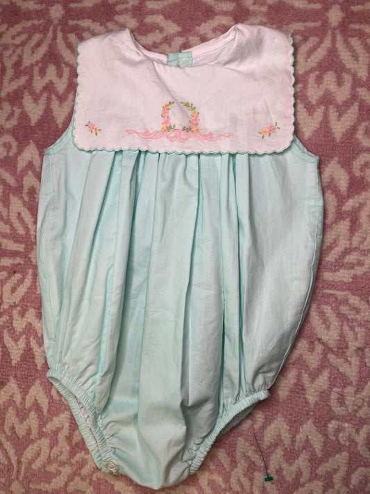 24M The Proper Peony Bubble with Embroidered Bib