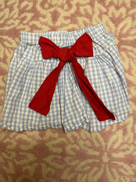 3T Gingham Skirt with Red Bow