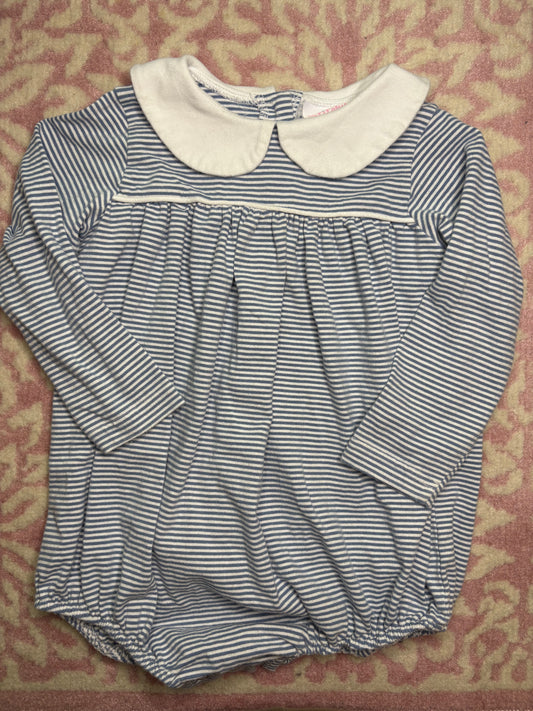 3T Stitchy Fish LS Gray and White Striped Bubble