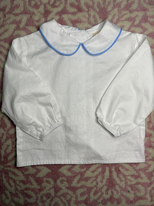 18M Hannah Kate LS Peter Pan Collar Shirt with Blue Piping