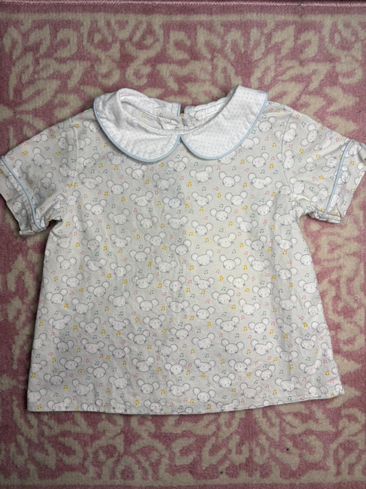 2T Jetson Cubbington Mouse Print Peter Pan Collared Shirt