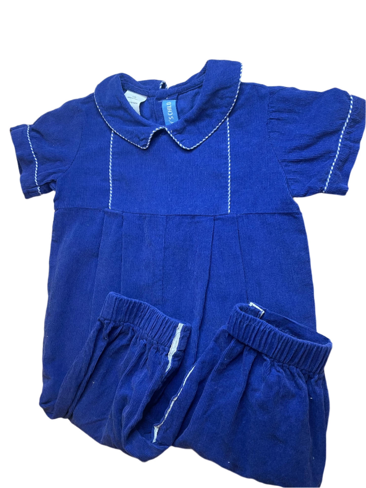 12M Mondays Child Blue Cord Romper