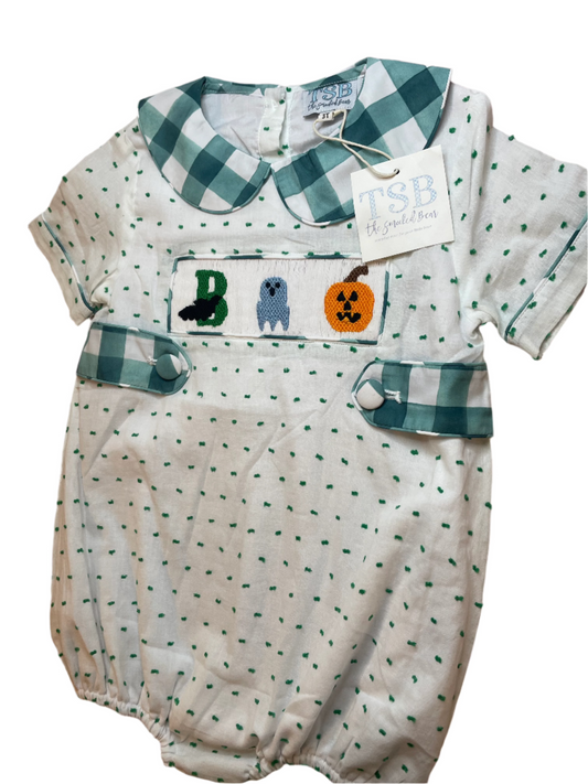 3T The Smocked Bear Halloween Swiss Dot Bubble