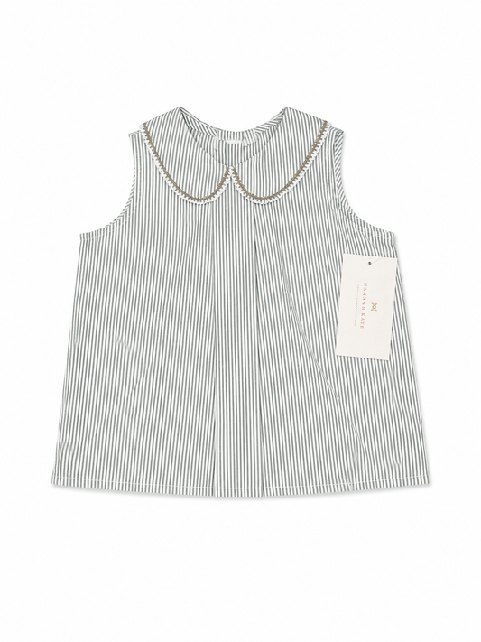 4 Hannah Kate Green Seersucker Peter Pan Collar Top