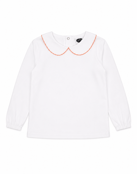 4T PBJ Orange Crochet Piped Peter Pan Collar Knit Top