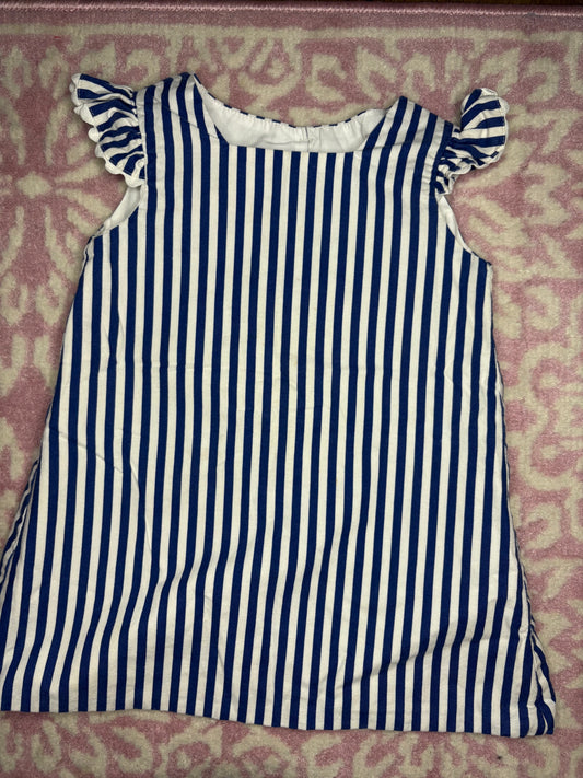 2 Hannah Kate Striped Dress with Ric Rac Flutter Sleeves and Button down Back