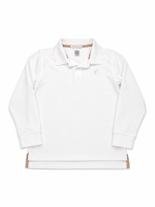 6 TBBC Long Sleeve Prim & Proper Polo Worth Avenue White