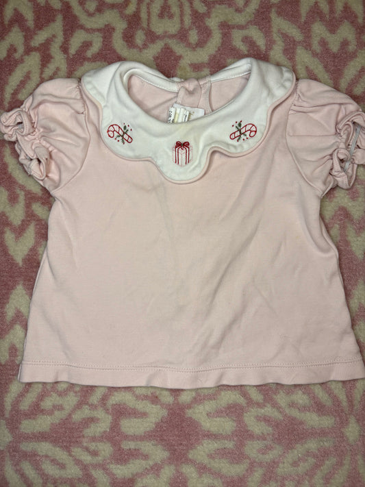 12M Lullaby Set Scalloped Top with Christmas Embroidery