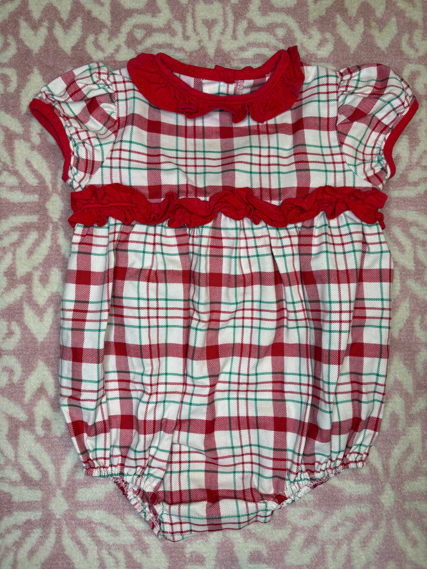 18M Little English Caroline Bubble in Holiday Plaid