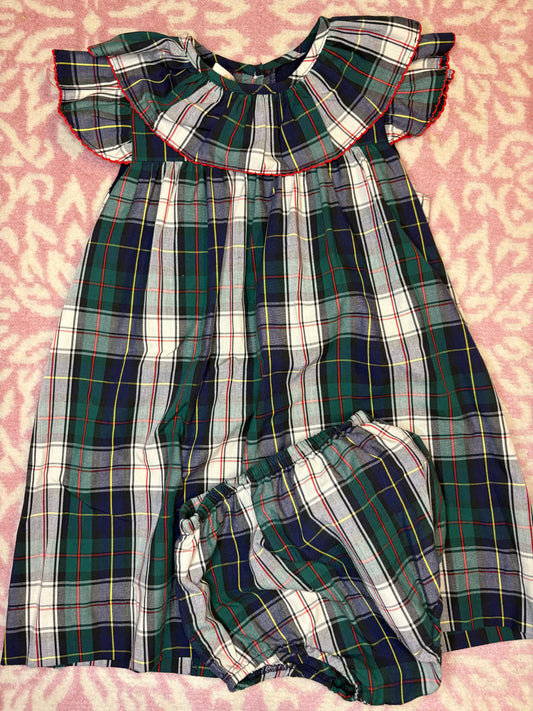 4T TBBC Dorothy Day Dress in Old Campus Clad with Richmond Red Picot