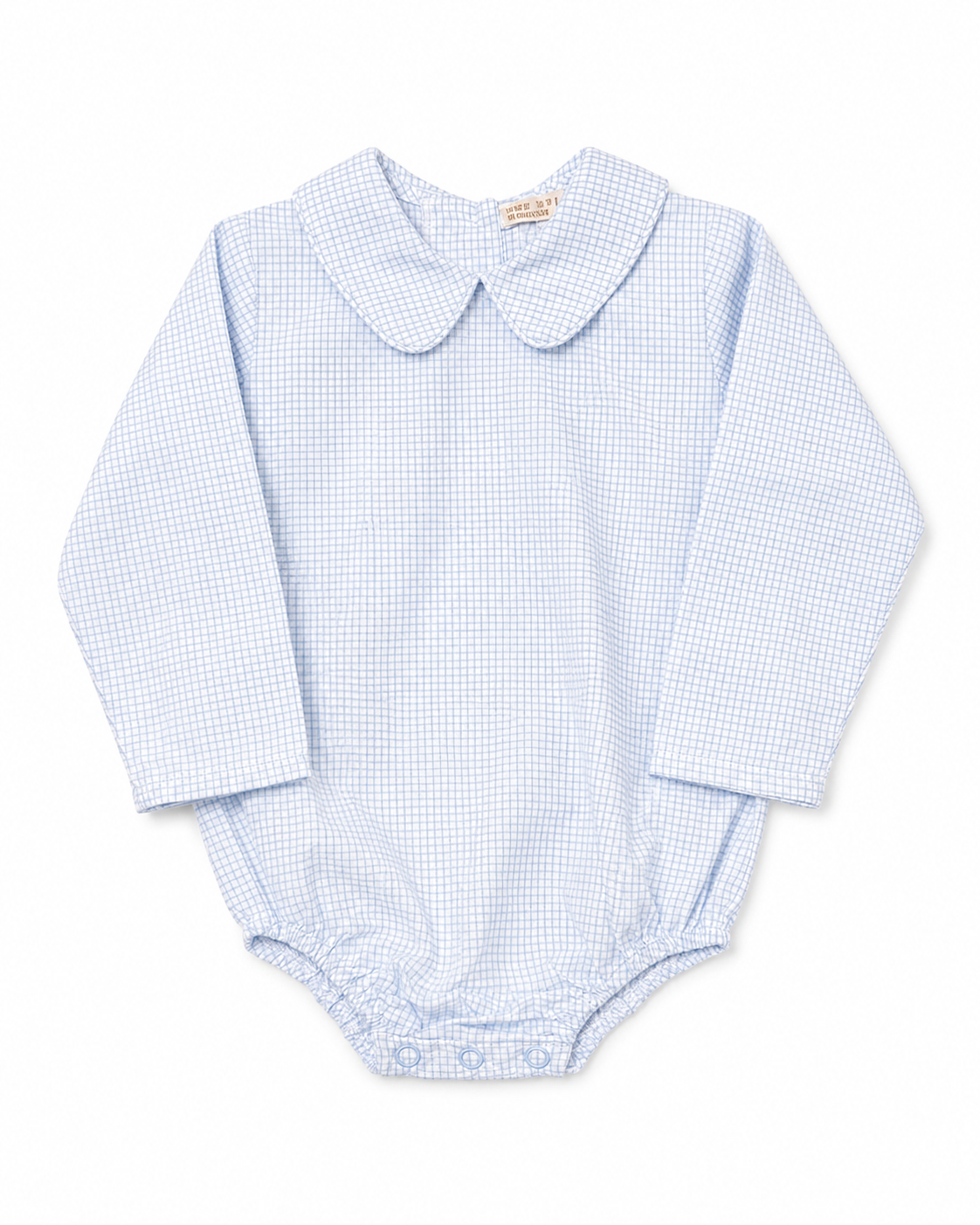 6/12M TBBC Peter Pan Collar Shirt & Onesie (Long Sleeve Woven) Barrington Blue Mini Windowpane