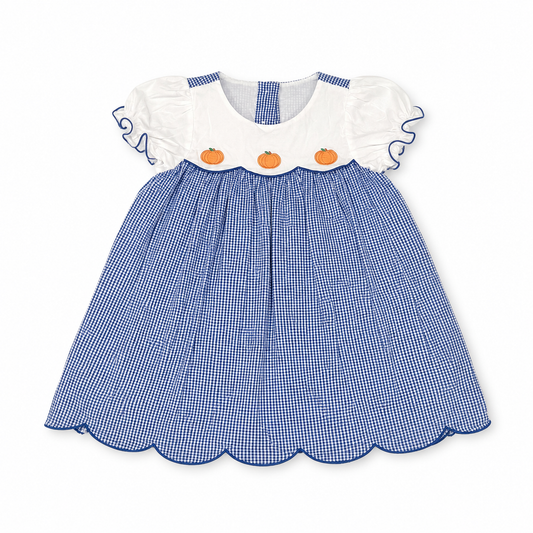 3T Classic Whimsy Scallop Pumpkin Appliqué Dress
