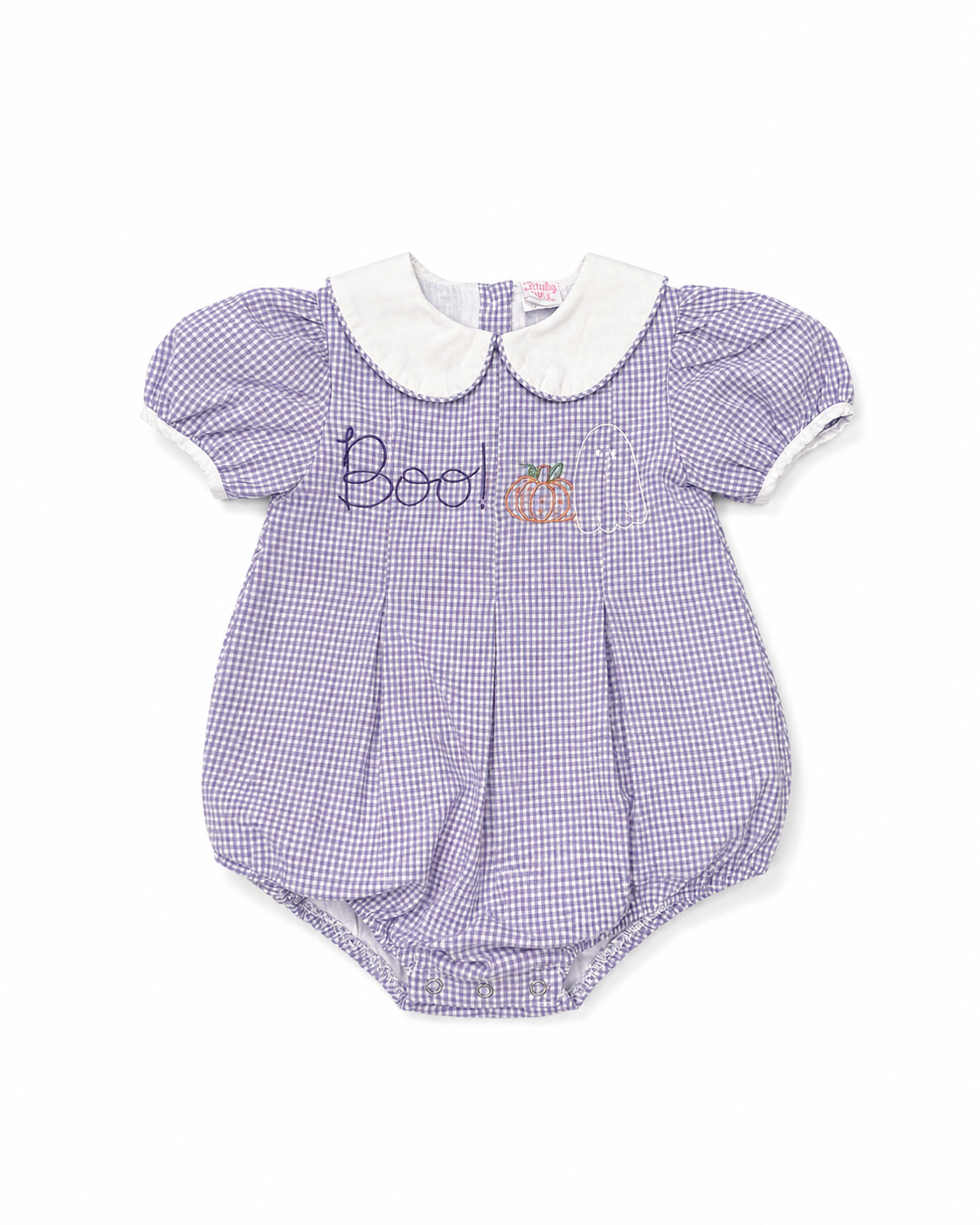 24M Stitchy Fish “Boo” Lavendar Petite Gingham Bubble