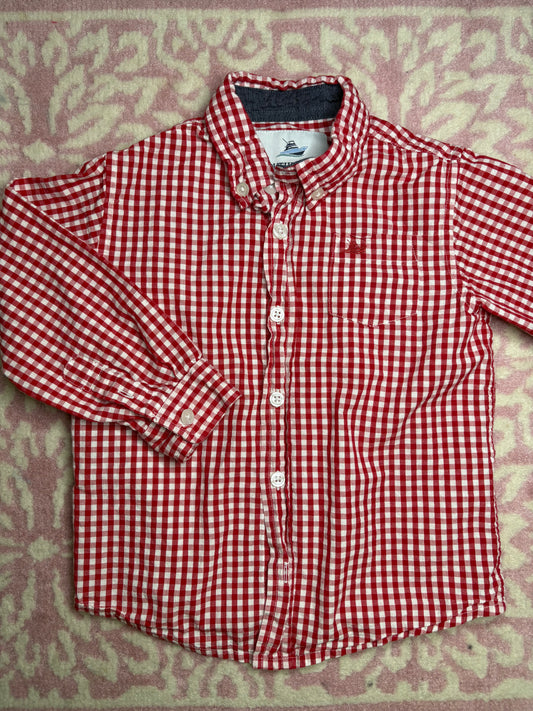 4T Southbound Red Gingham LS Top