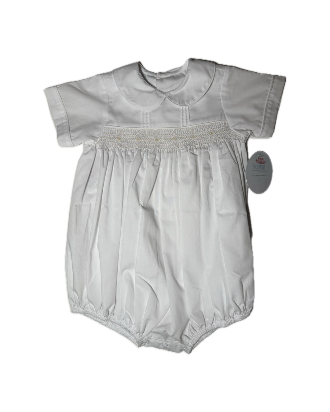 Baby Sen White Archie Smocked Bubble