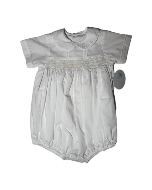 Baby Sen White Archie Smocked Bubble