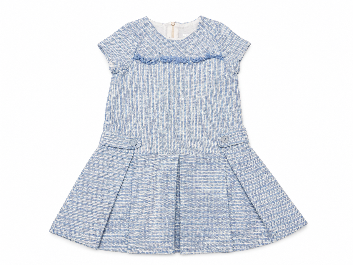 3T Luli & Me Blue Tweed Fringe Dress