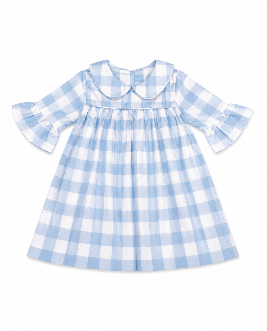 24M Delaney Blue Gingham Ruffle Sleeve Dress
