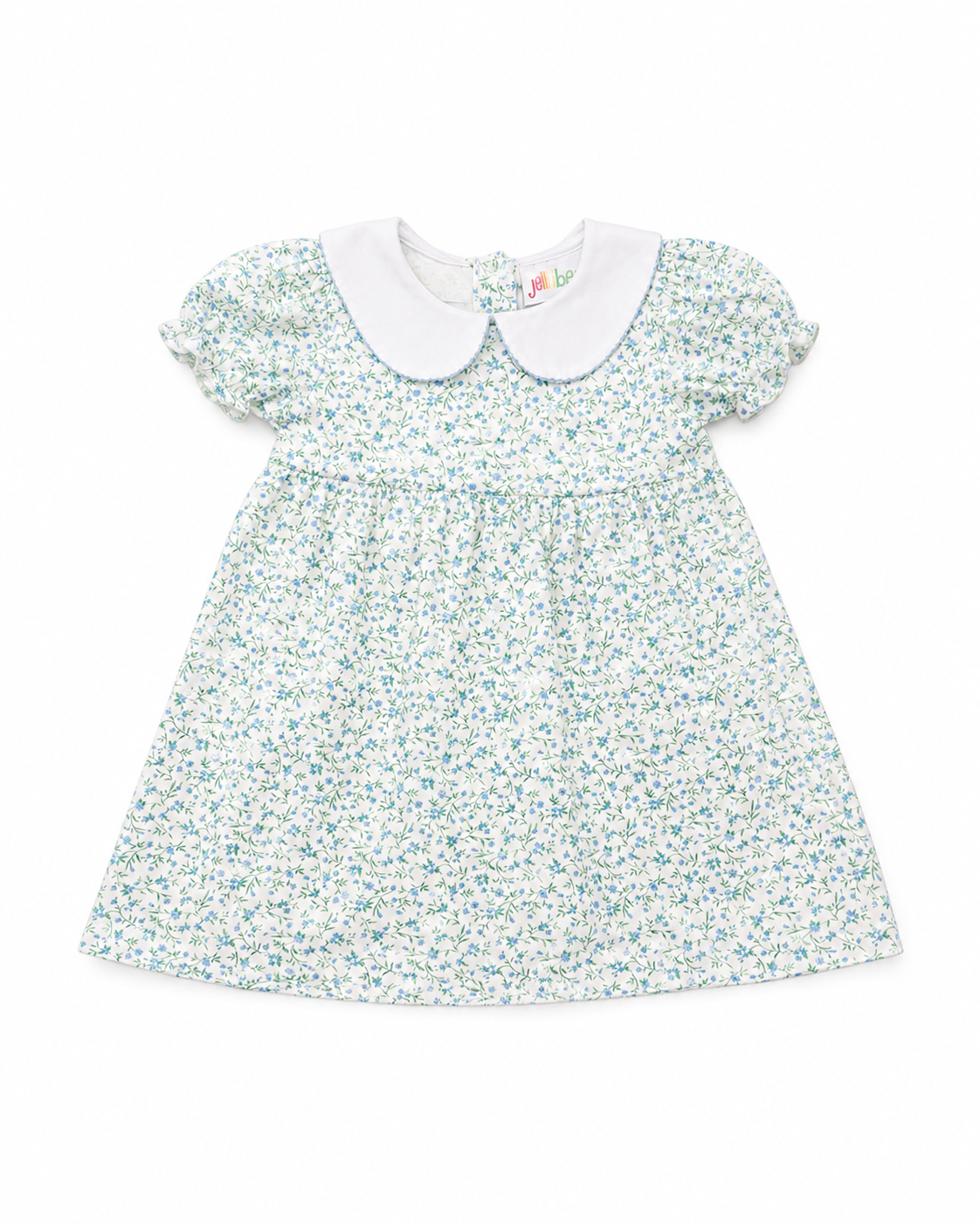 24M Jellybean Blue & Green Floral Peter Pan Collar Dress