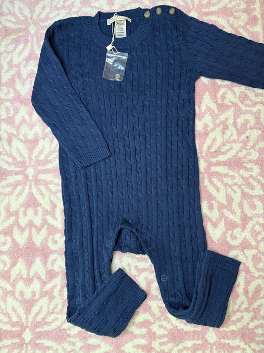 18/24M TBBC Navy Cable Knit Sweater Romper