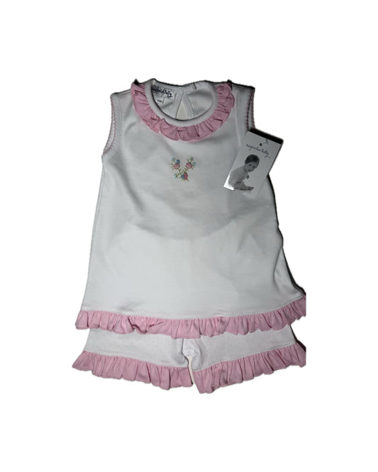 12M Magnolia Baby Floral Stitched Ruffle Short Set