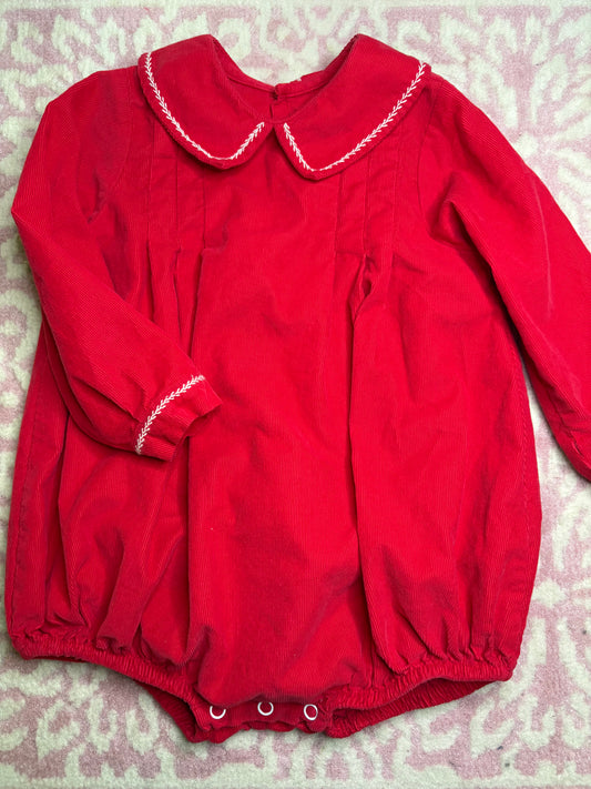 2T Remember Nguyen LS Red Cord Bubble with White Leaf Stitching Details