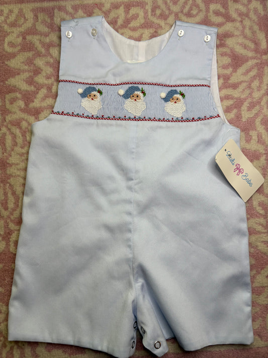 2T Lulu Bebe Santa Smocked Shortall in Light Blue
