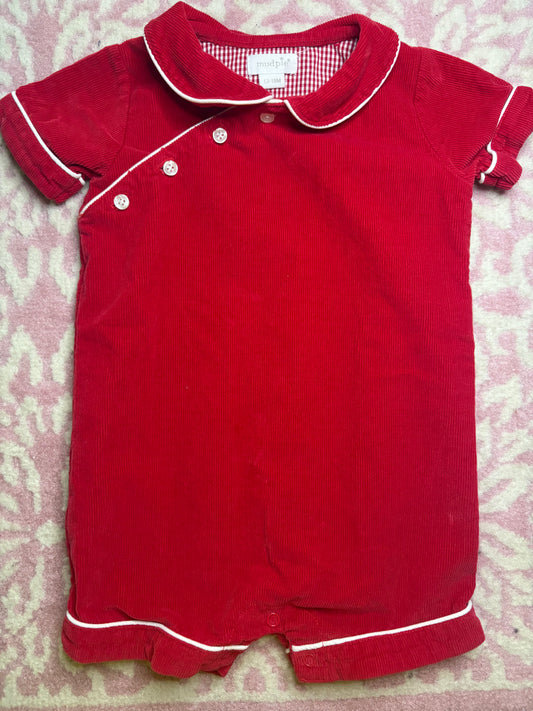 12-18M Mudpue Red Cord Shortall