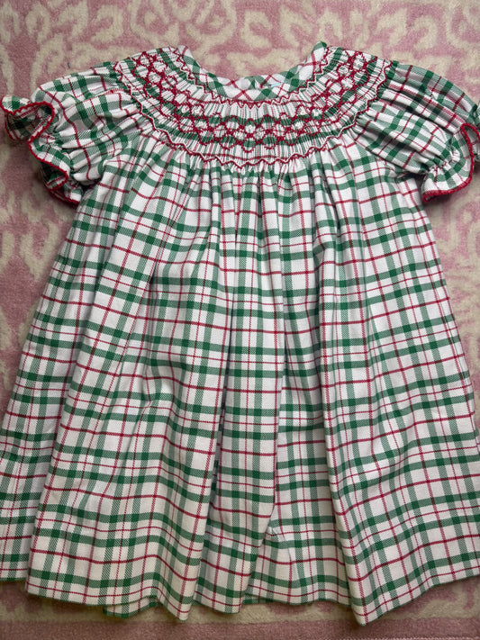 12M Classic Whimsy Christmas Plaid Smocked Dress