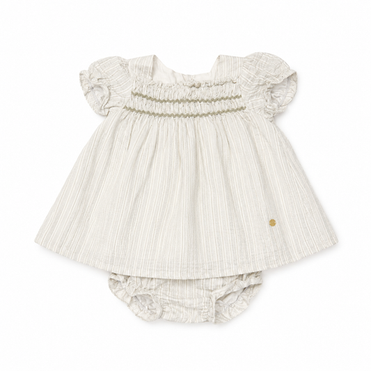 24M Martin Aranda Green Striped Ric Rac Bloomer Set