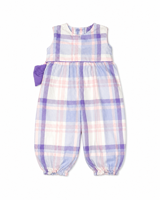 18/24M TBBC SLEEVELESS REBECCA ROMPER/PEACH BLOSSOM PLAID