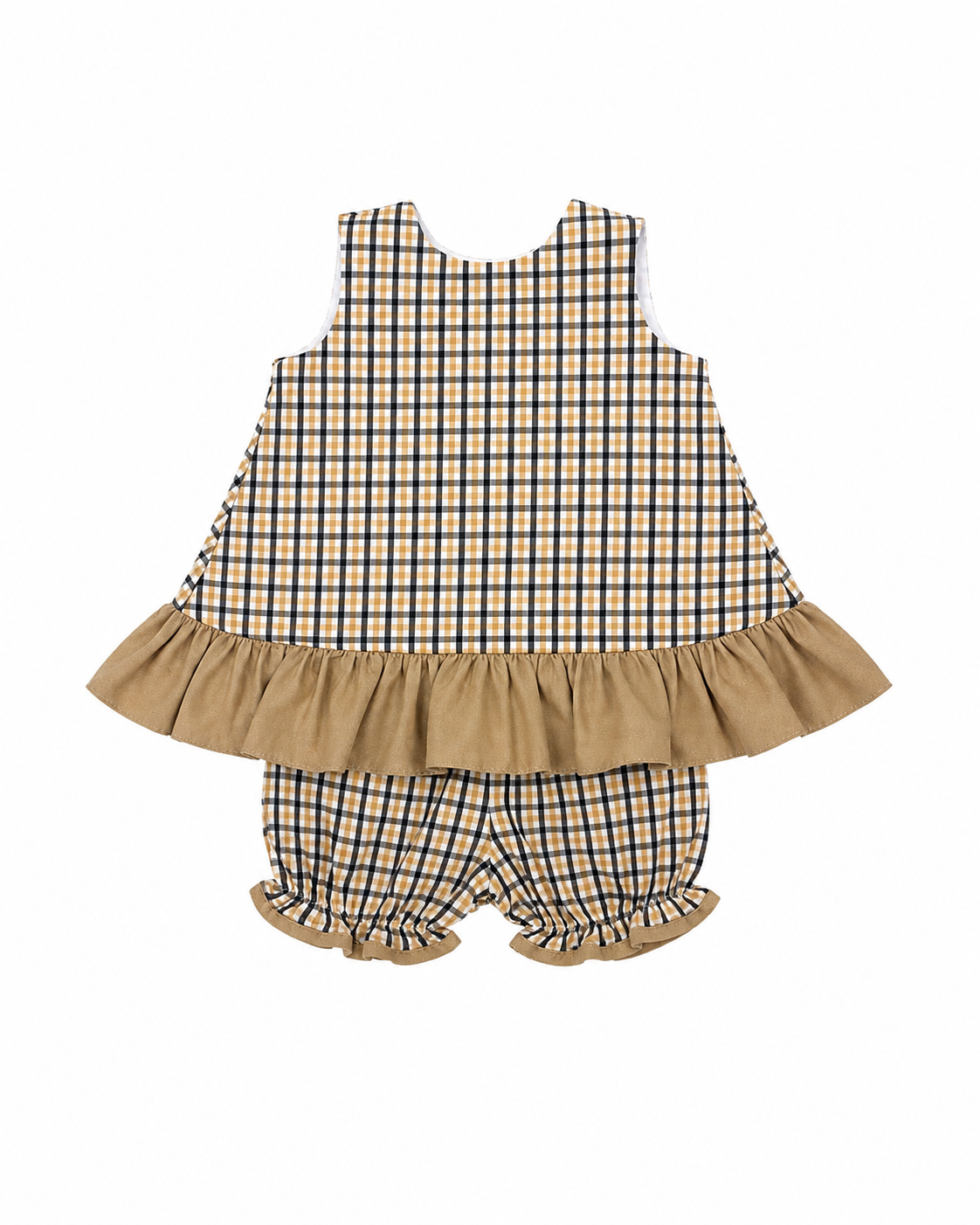 3M Lulu Bebe Saints Check Ruffle Bloomer Set