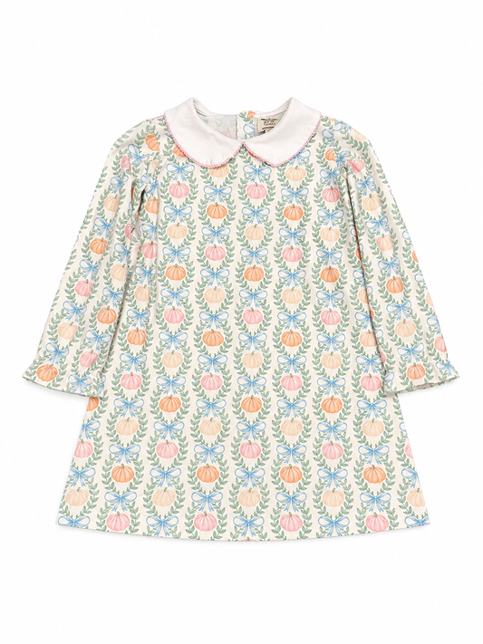 5 The Oaks Pumpkin Blue Bow LS Knit Dress