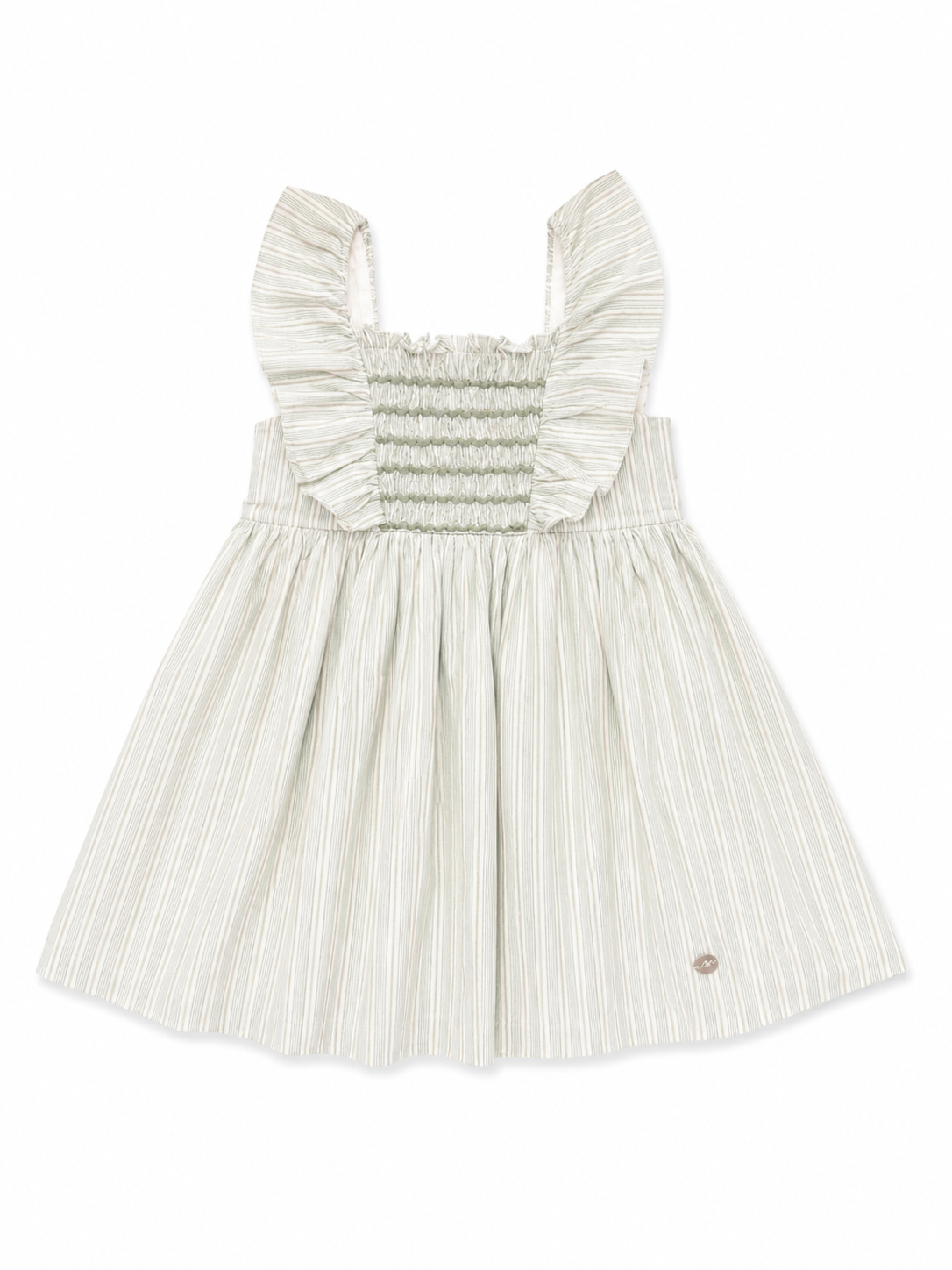 5 Martin Aranda Green Striped Ric Rac Ruffle Dress