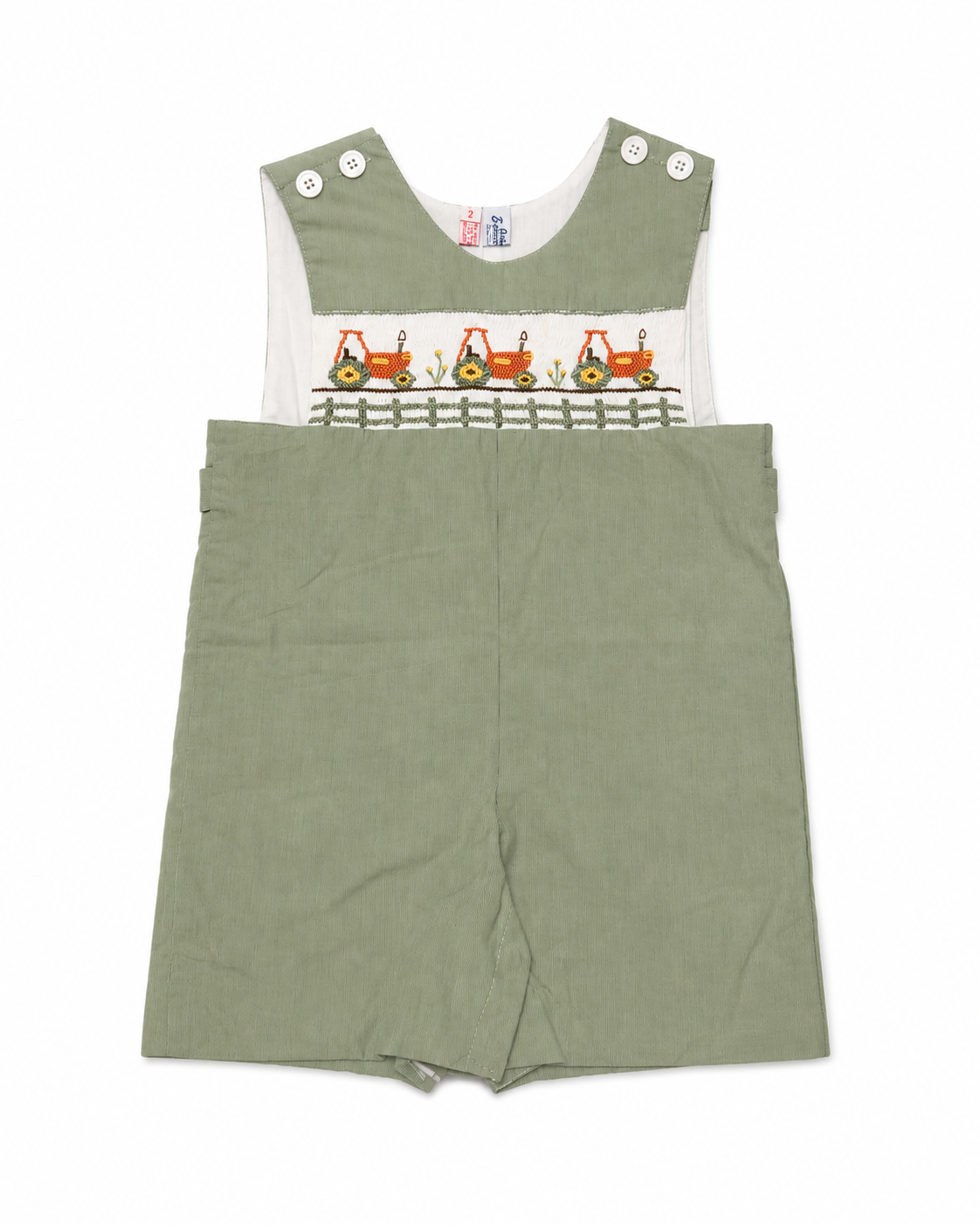 2 Orient Expressed Sage Green Smocked Tractor Jon Jon