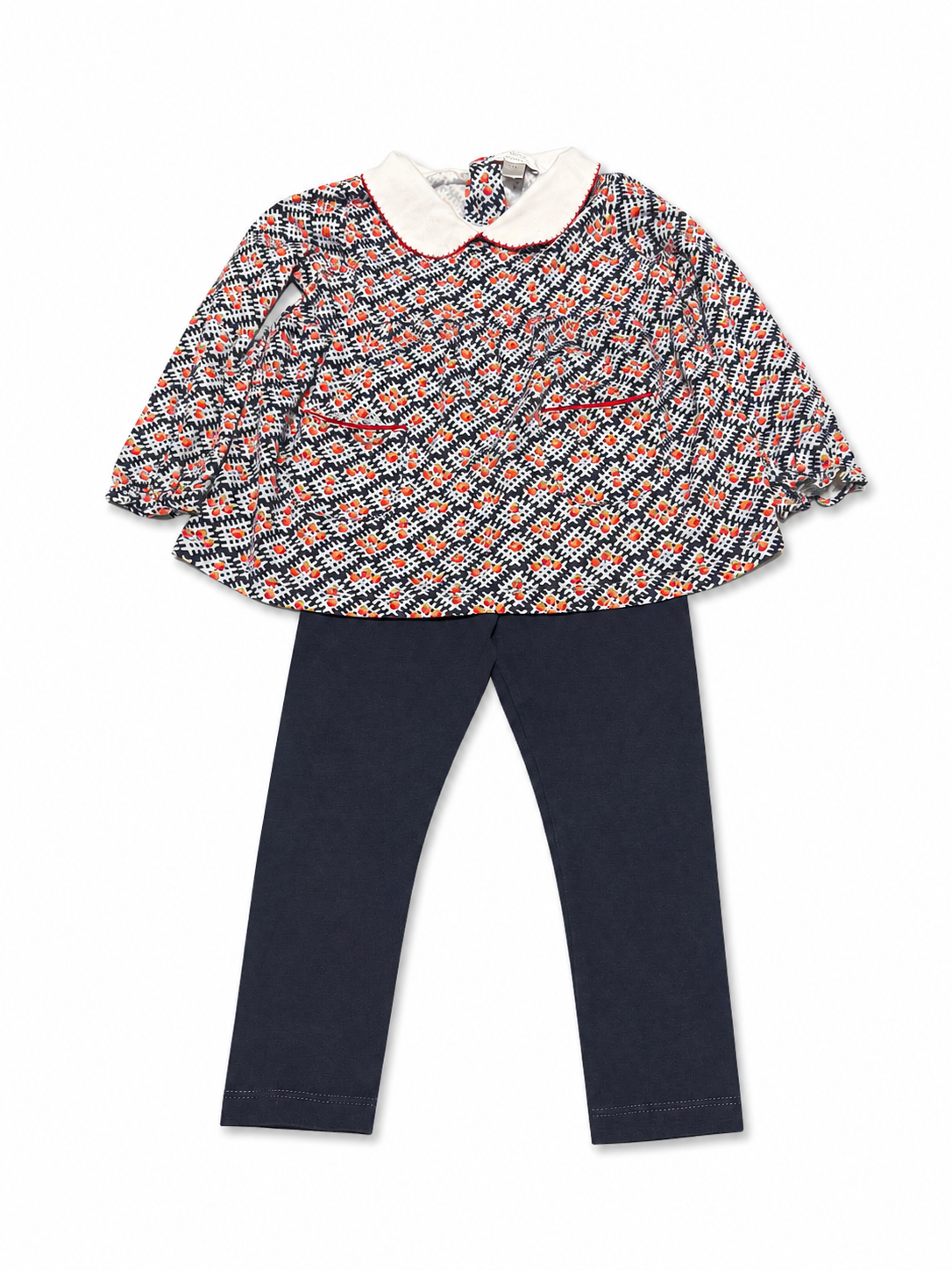 3T The Proper Peony Back To School Apple Top + Nantucket Navy Mitzy Sue Legging Set