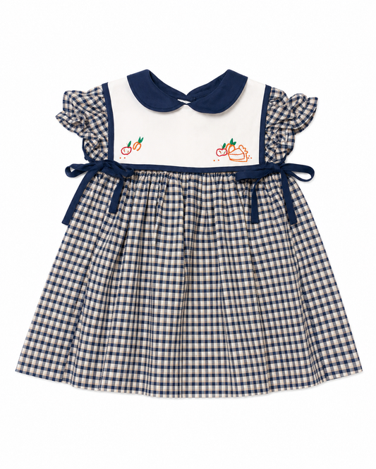 9M Sophie & Lucas Pumpkin Pie Navy Gingham Dress