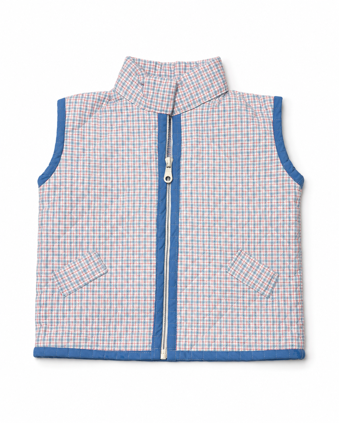 4T Alice Kathleen Blue & Red Check Puff Vest