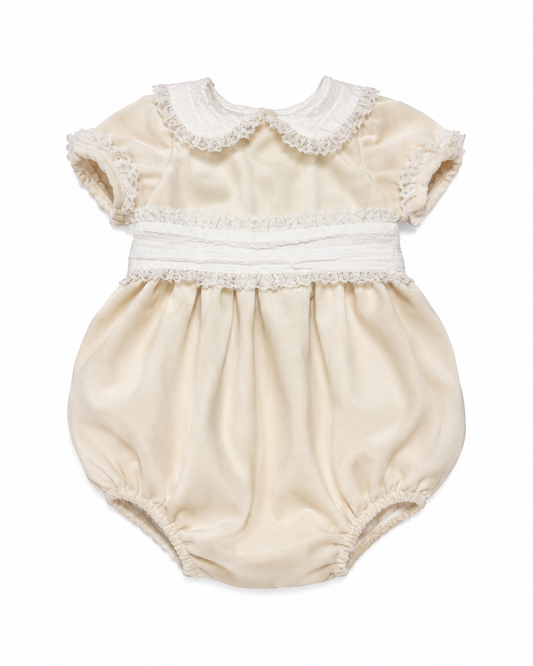 18M Lulu Bebe Cream Velvet Lace Bubble