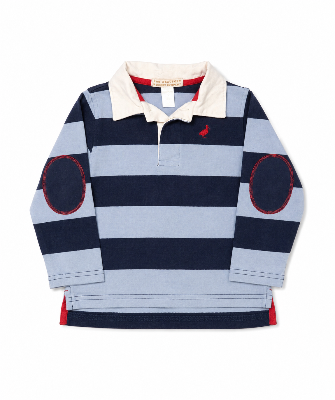 2T TBBC Rollin’s Rugby Shirt Nantucket Navy Stripe with Richmond Red Stork