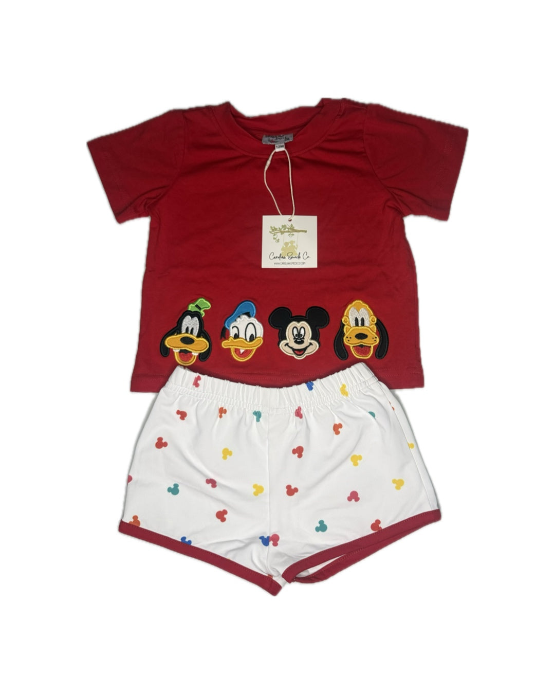 12M Carolina Smock Co Mickey & Friends Appliqué Short Set