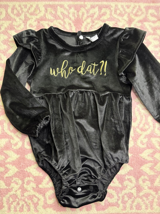 6-12M Lil Lagniappe Who Dat Velvet Bubble