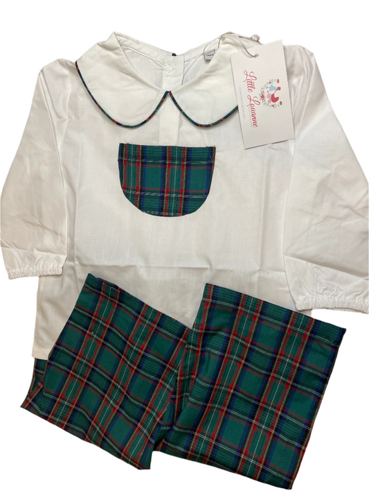 18M Little Louanne Christmas Plaid Pant Set