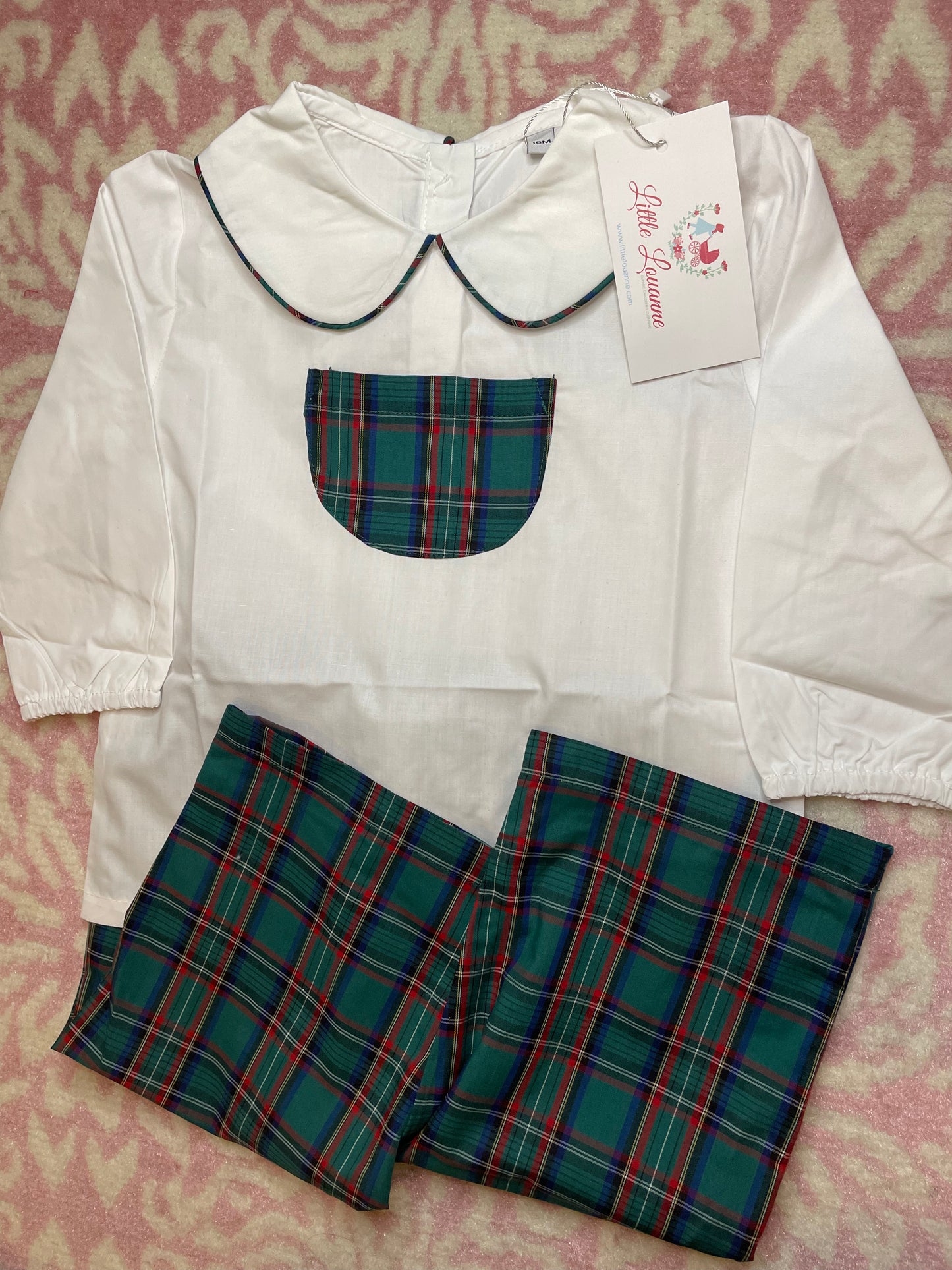 Sz 5 Little Louanne Christmas Plaid Pant Set