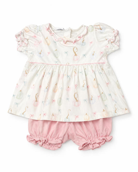 4 Pippa Pumpkin Bow Knit Bloomer Set