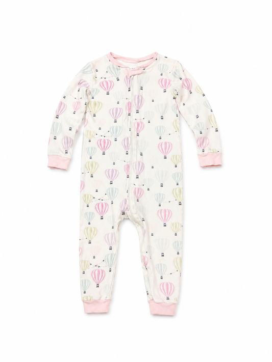 24M Lullaby Set Hot Air Balloon Zip Up Footless Onesie