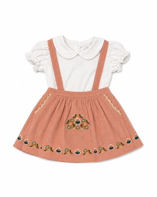 4/5 Louise Misha + Lullaby Set Floral Cord Overall Skirt Set