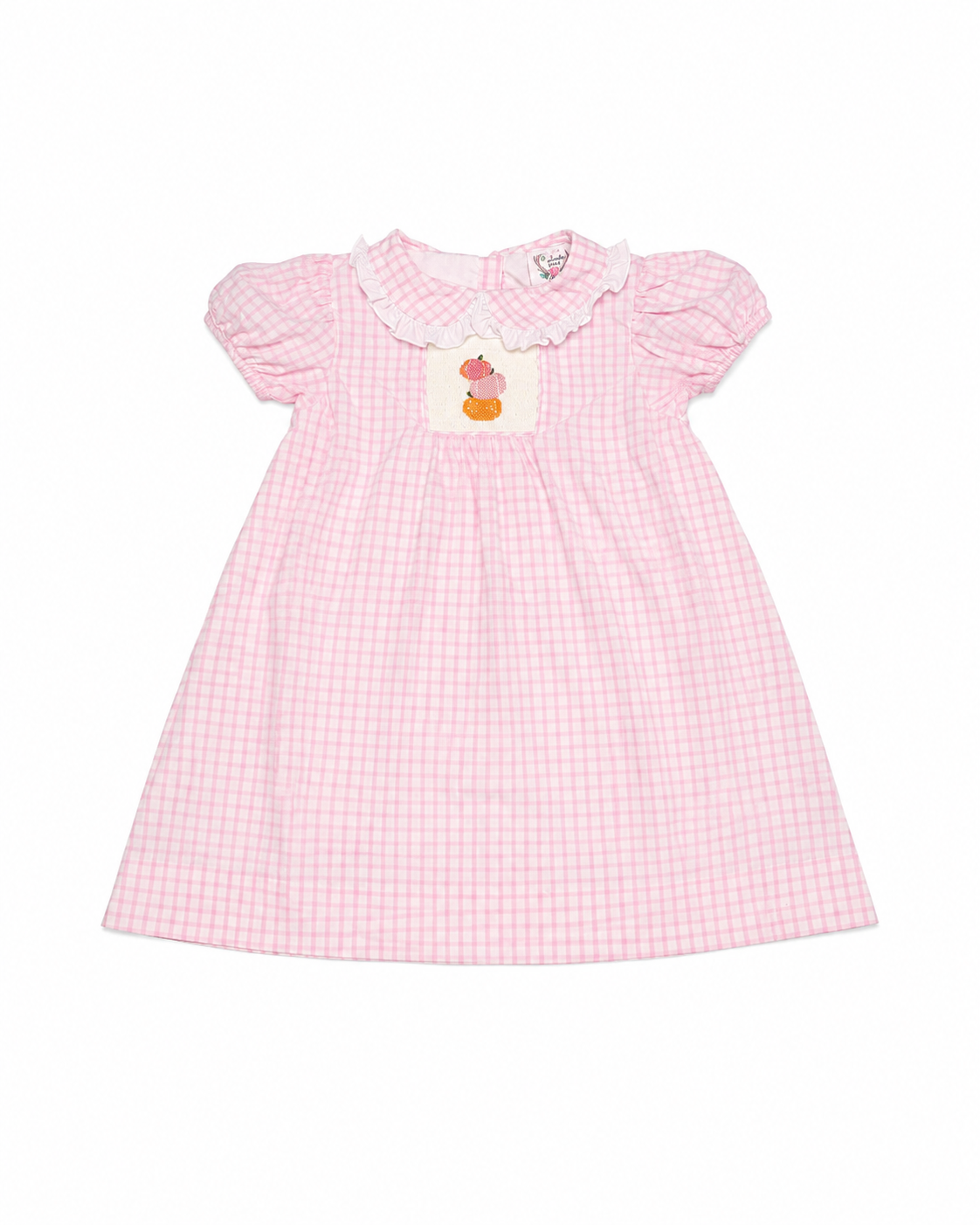 5 The Smocking Place Pink Windowpane Ruffle Pumpkin Dress